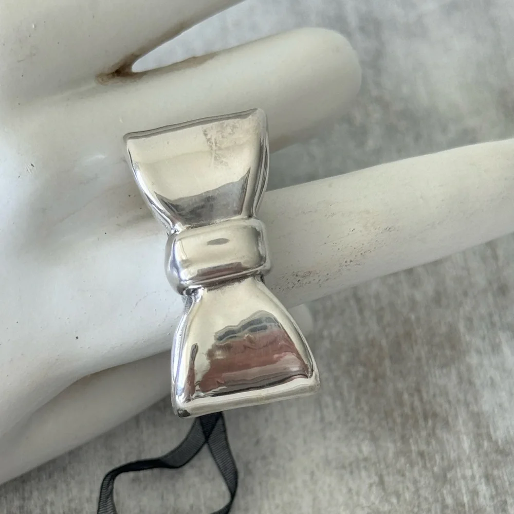 E&L Israel Sterling Silver Electroform Bow Ring Sz.9